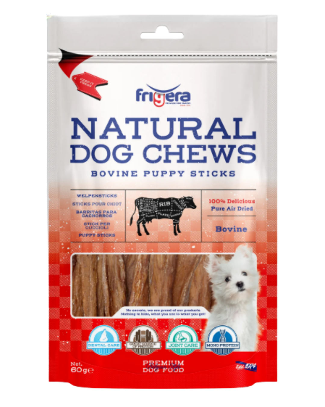 Sticks de viande de boeuf pour chiot 60g