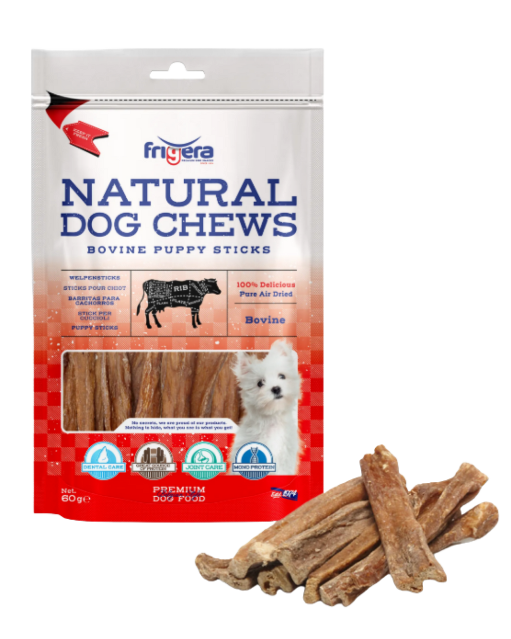 Sticks de viande de boeuf pour chiot 60g